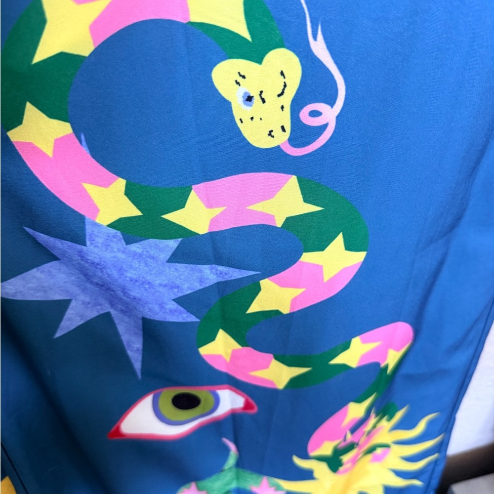 Printed Wide-Leg Jumpsuit in Teal with Celestial Motif - Picture 12 of 16